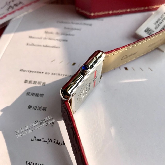 卡地亞專櫃爆款手錶 Cartier經典款高端版坦克鱷魚皮真鑽小號女裝腕表  gjs2100